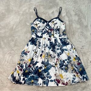 Band of the Free Floral Smocked Sweetheart Fit Flare Mini Dress Large Corset Bra